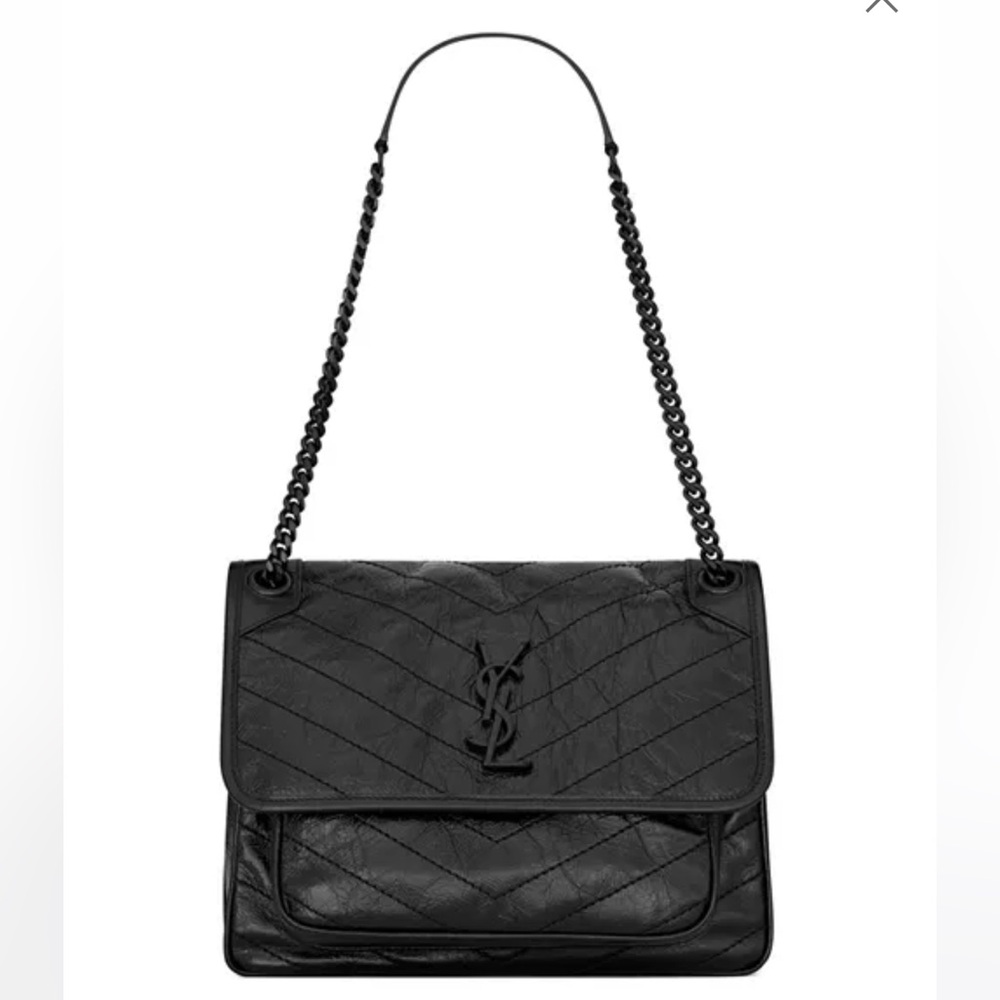 Yves Saint Laurent Nikki Black Quilted Leather Shoulder/Crossbody Bag with Chain
